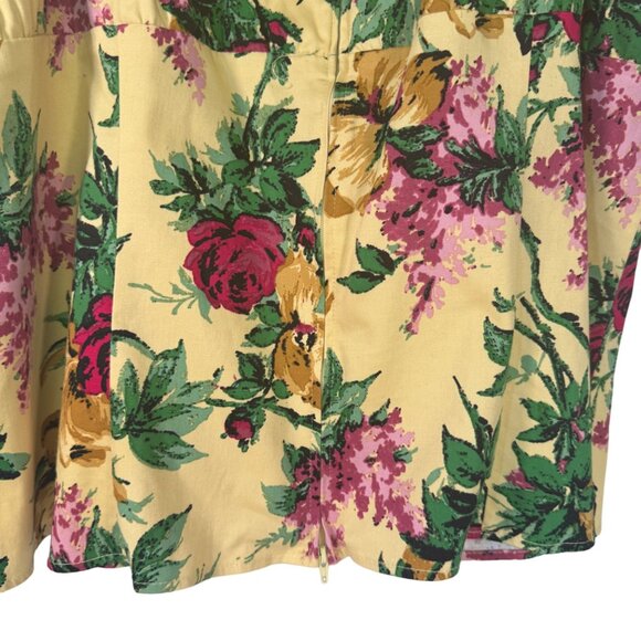 Pinup Couture Womens Floral Peasant Top 4X Yellow & Pink - Picture 4 of 6